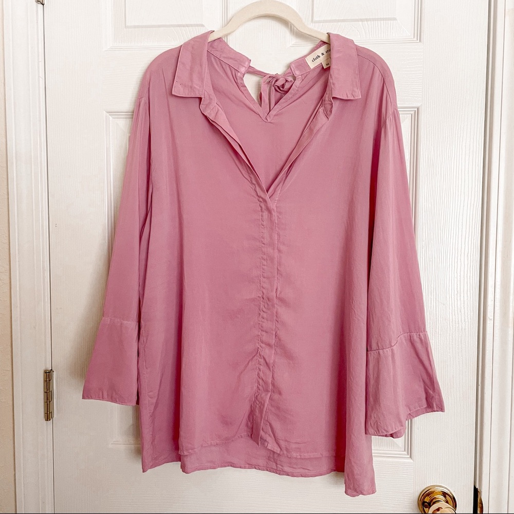 Cloth & Stone Mauve Button Down Soft Blouse Medium